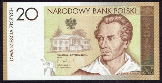Polska 20 Złotych 2009 - 200. Rocznica Urodzin Juliusza Słowackiego