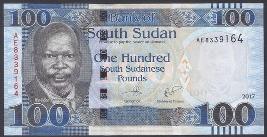 Południowy Sudan 100 Funtów 2017